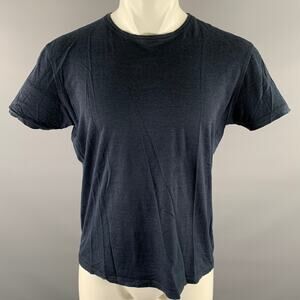 ISAIA Size L Navy Heathered Cotton Cashmere Blend Short Sleeve T-Shirt